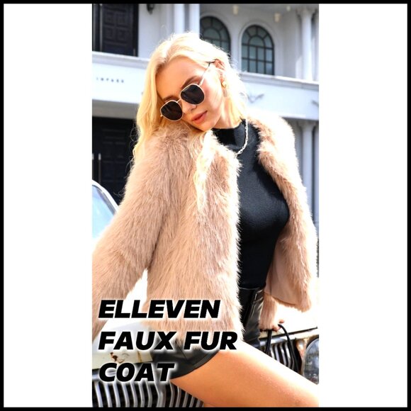 Fluffy Faux Fur Cropped Coat Soft Warm Winter Jacket with Hidden Hooks Pockets - Picture 7 of 7